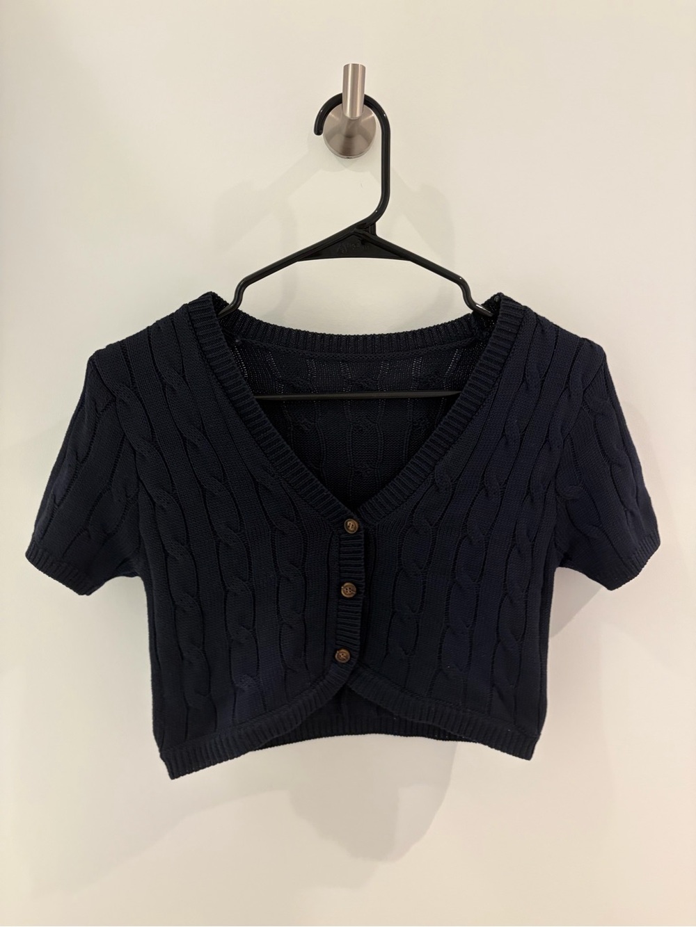 Navy Cable Knit Short Sleeve cardigan